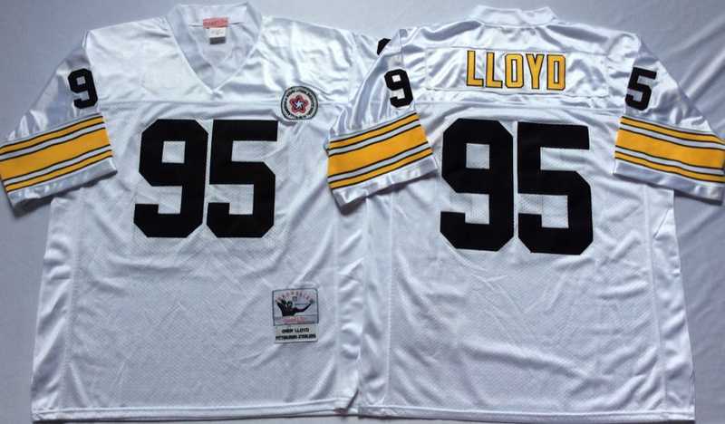 Steelers 95 Greg Lloyd White M&N Throwback Jersey->nfl m&n throwback->NFL Jersey